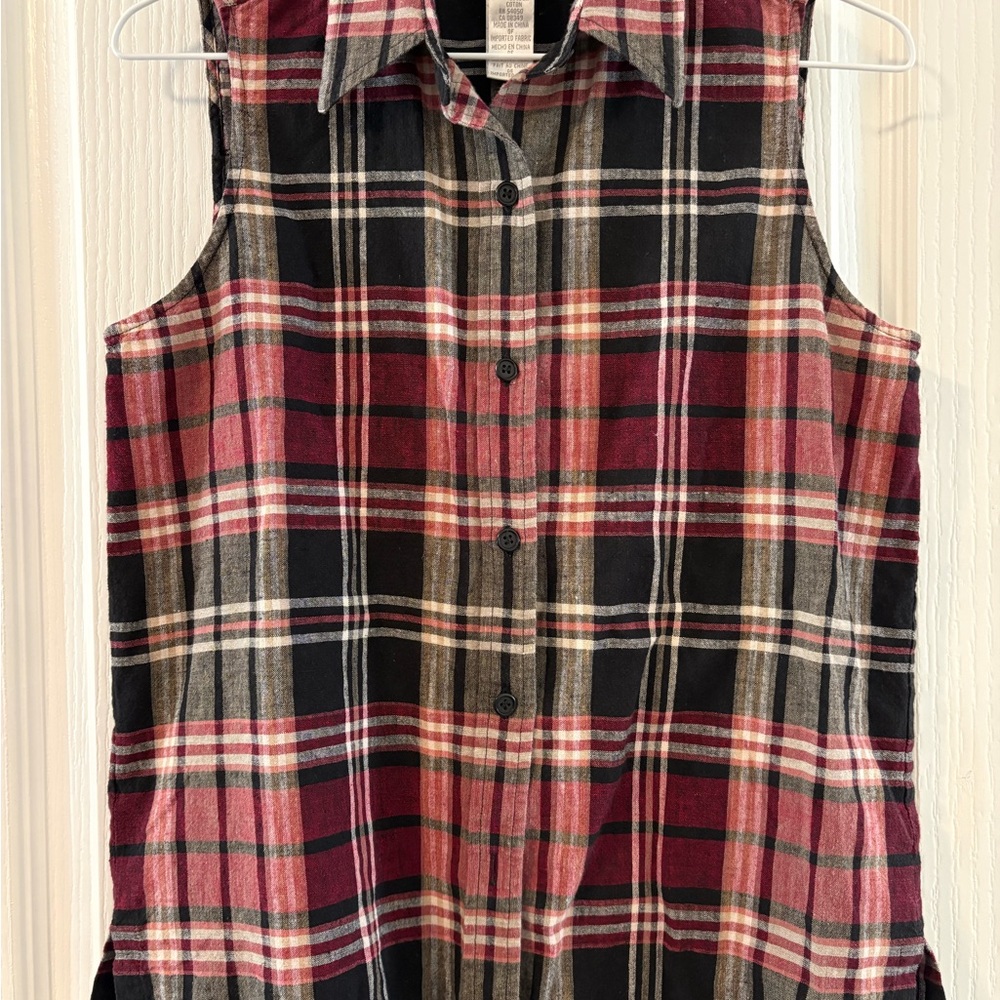Jones New York Sport Plaid Linen-Cotton Shirt